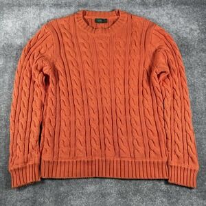 J.Crew‎ Always Sweater Men's Orange Cable Knit Crew Neck Cotton Long Sleeve